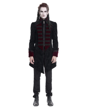 CT249 - Paisley brocade Victorian Coat-Black/Red