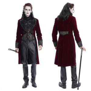 CT25402 - Paisley tailcoat with lace embroidery-Red