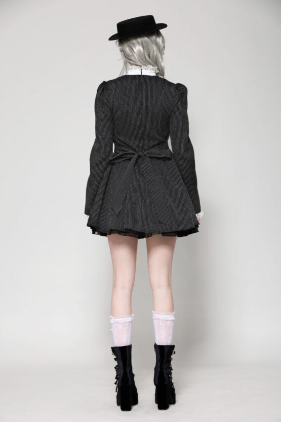 DW1031 - Striped ruffle scholarly academia dress - Image 2