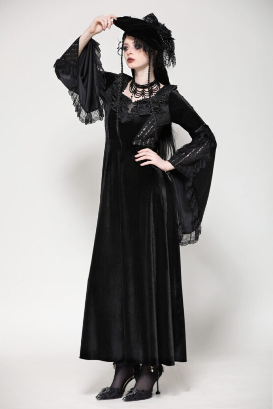DW1060 - Vintage velvet oversized sleeve dress - Image 5