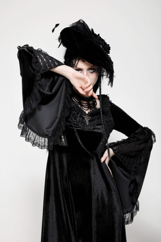DW1060 - Vintage velvet oversized sleeve dress - Image 7
