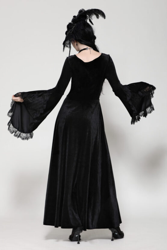 DW1060 - Vintage velvet oversized sleeve dress - Image 2