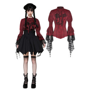 IW119 - Red distressed frill blouse