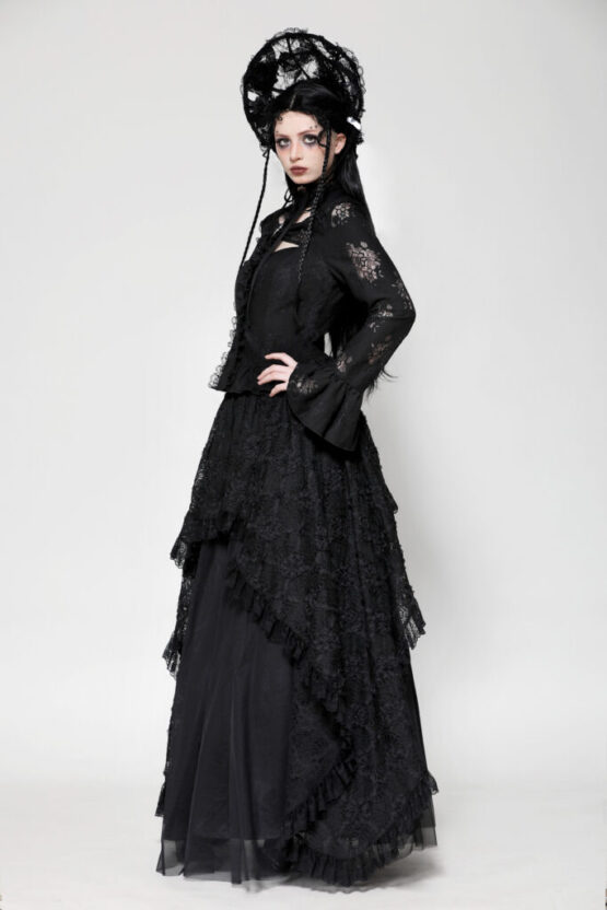 IW120 - Black lace hollow cross blouse - Image 5