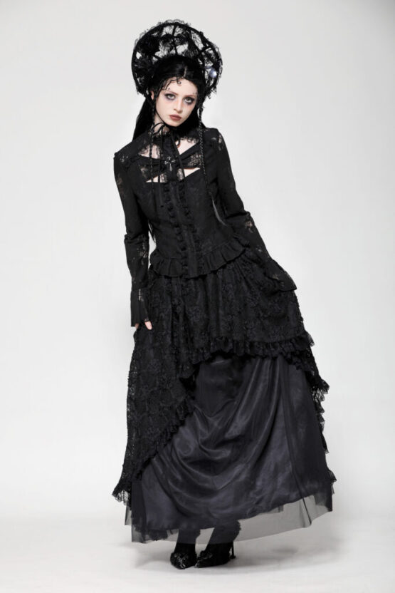 IW120 - Black lace hollow cross blouse - Image 6