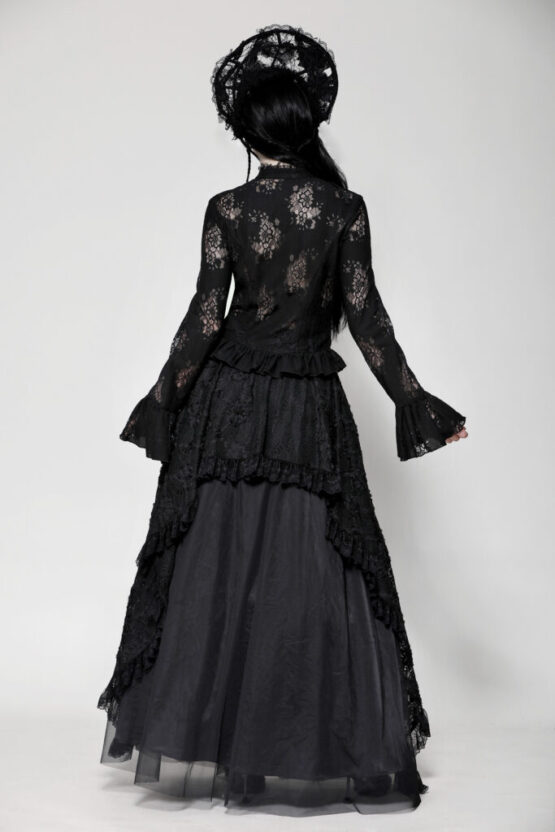 IW120 - Black lace hollow cross blouse - Image 2