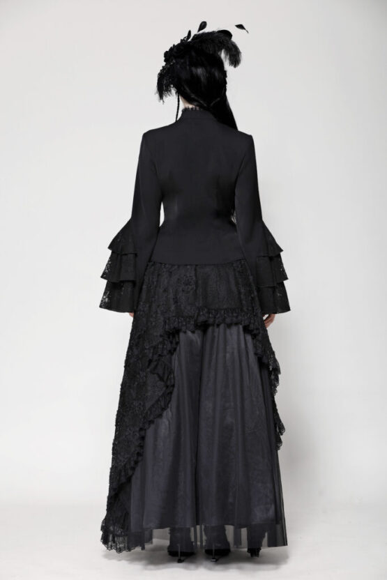 IW121 - Bell sleeve ruffle noble top-Black - Image 2