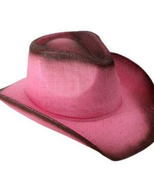 JC535 - Pink western hat with brown edge