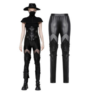 PW134 - Black PU leather armor knight leggings