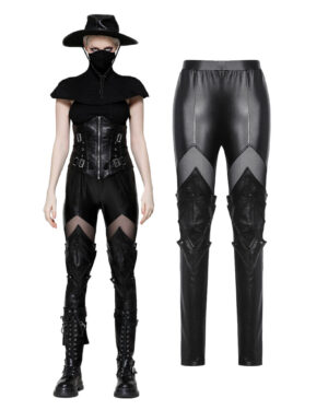 PW134 - Black PU leather armor knight leggings