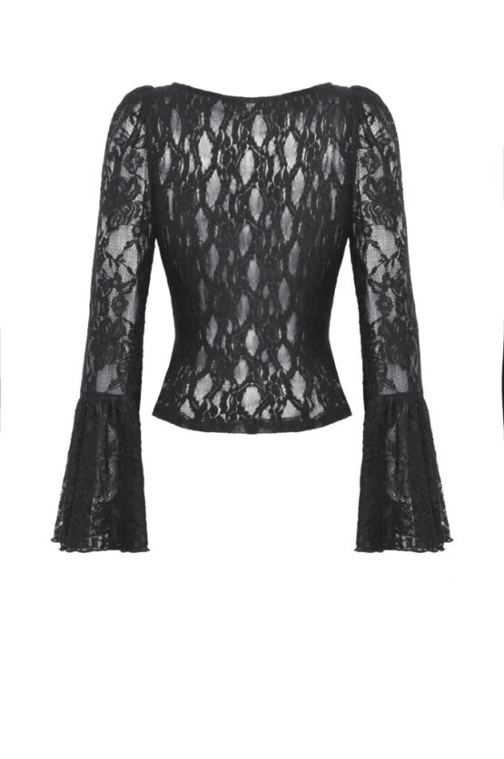 TW561 - Gothic dark lace sexy deep V neck top - Image 9
