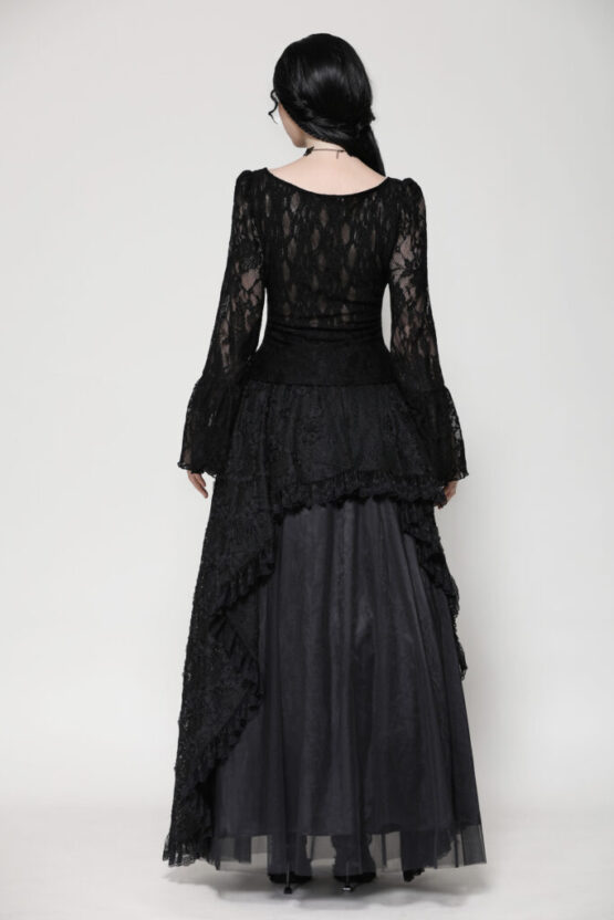 TW561 - Gothic dark lace sexy deep V neck top - Image 2