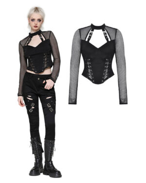 TW616 - Punk dark studded top