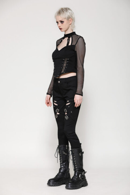 TW616 - Punk dark studded top - Image 3
