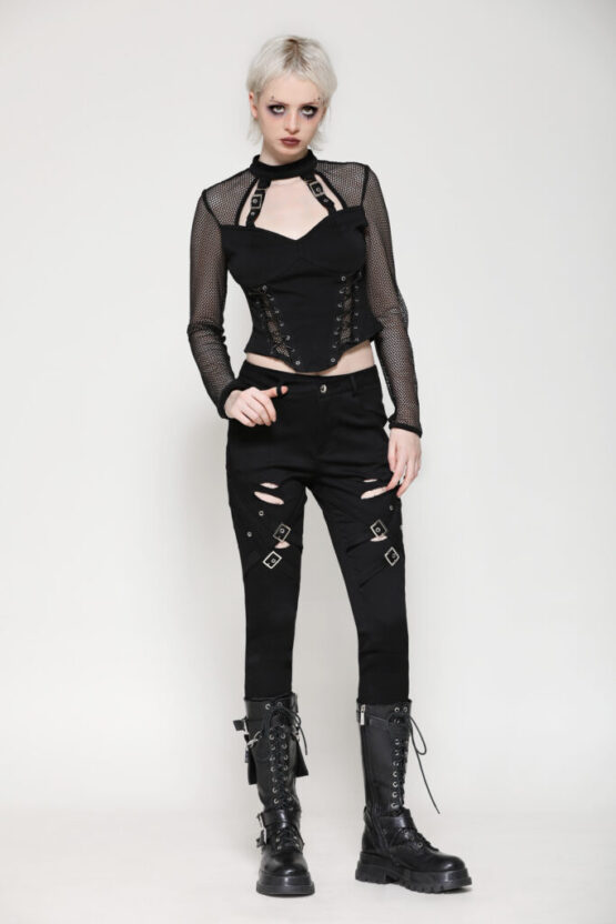 TW616 - Punk dark studded top - Image 7
