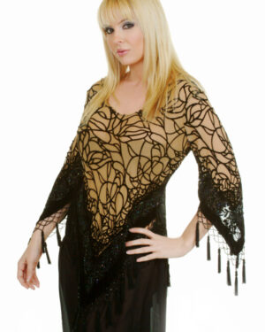 1767 - Velvet Spider Top w/sleeves - Camel - Small