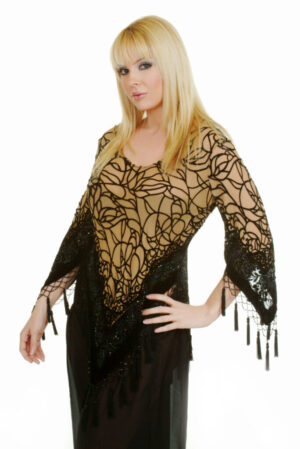 1767 - Velvet Spider Top w/sleeves - Camel - Small