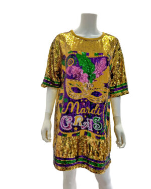 3883 - Mardi Gras sequin dress-gold