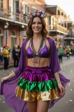 3887 - Mardi Gras ruffle culottes