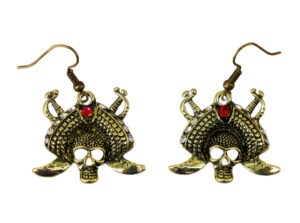68612 - Captain pirate skull with swords earrings-Gold