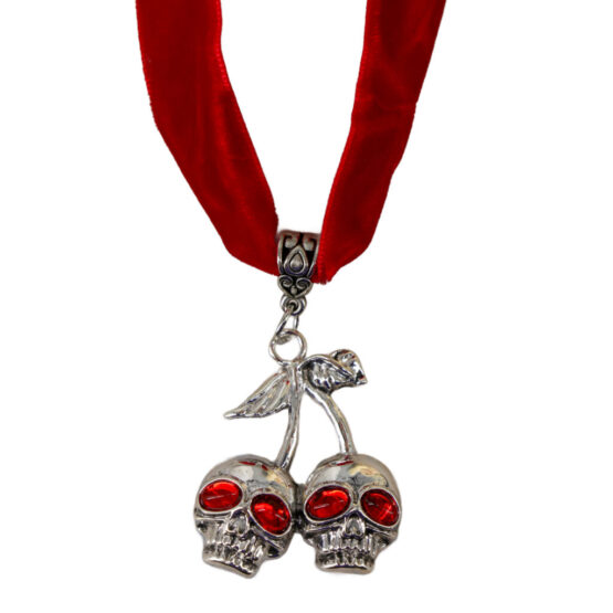 68615 - Skull cherries red choker - Image 2
