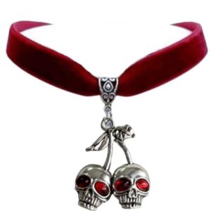 68615 - Skull cherries red choker