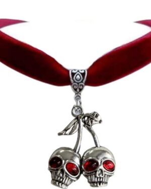 68615 - Skull cherries red choker
