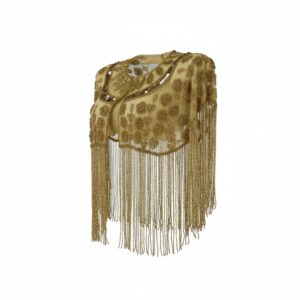 8867 - Beaded Scarf Goldwith fringes - Silver