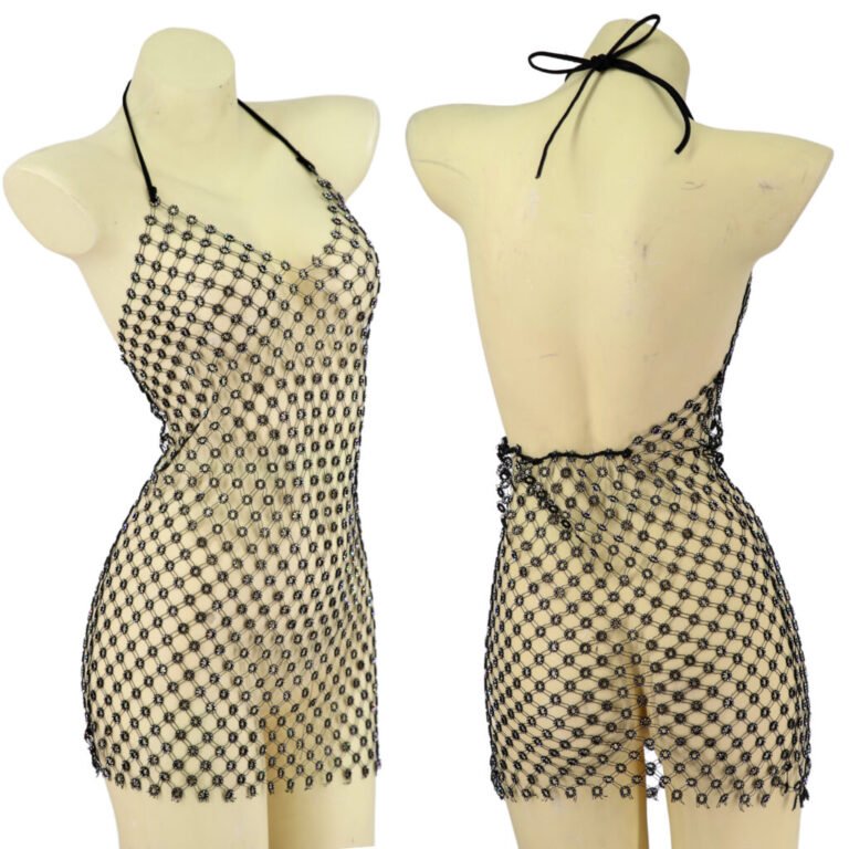 94091 - Black Mesh Mini Dress with Spaghetti Straps - Image 7