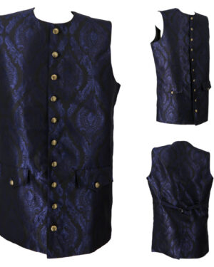 200115 - Blue Jacquard brocade pirate vest