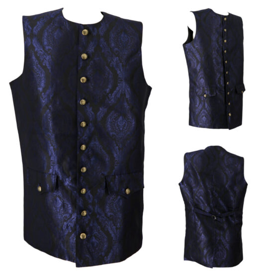 200115 - Blue Jacquard brocade pirate vest