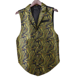 200119 - Paisley jacquard short pirate vest-Blue/gold