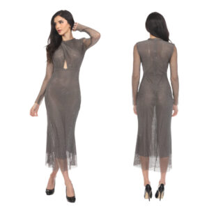 7225 - Rhinestone mesh maxi dress