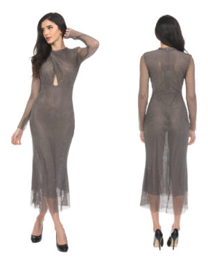 7225 - Rhinestone mesh maxi dress
