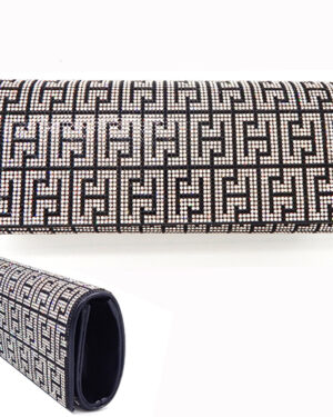 910004 - Luxury silver and black clutch