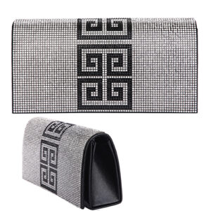 910006 - Square swirl design with silver rhinestone clutch