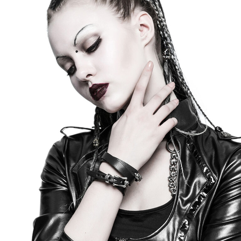 S228 - Punk Skull Necklace Choker and/or Bracelet - Image 2