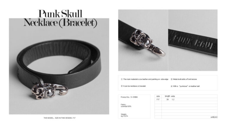 S228 - Punk Skull Necklace Choker and/or Bracelet - Image 5