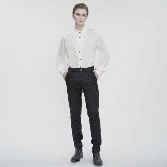 SHT11002 - White retro gothic palace style shirt-M - Image 6