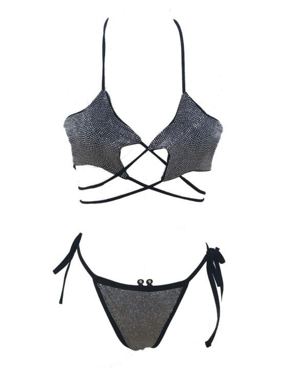 14269 - Rhinestone star laced bikini