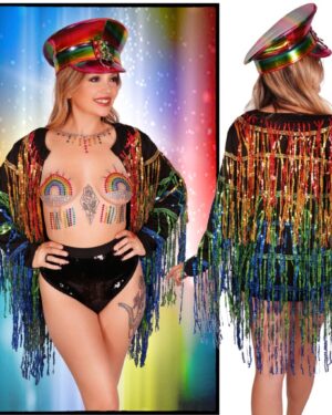 2591 - Rainbow Color Short Fringed Jacket