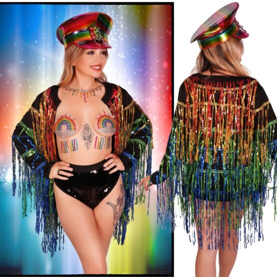 2591 - Rainbow Color Short Fringed Jacket