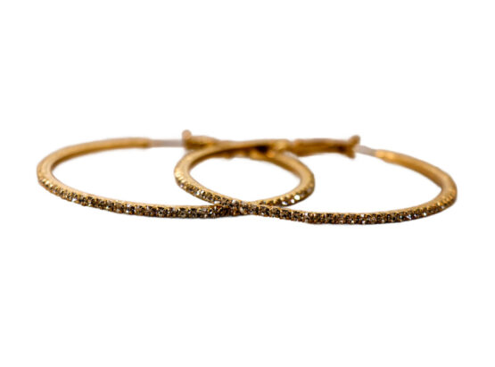 20985 - Hoop Earring Post Clip - Gold 55 mm rhinestone - Image 2