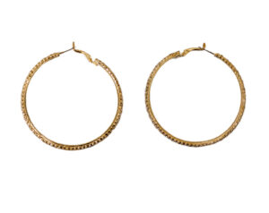 20985 - Hoop Earring Post Clip - Gold 55 mm rhinestone
