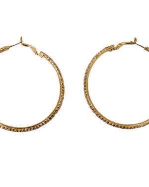 20985 - Hoop Earring Post Clip - Gold 55 mm rhinestone