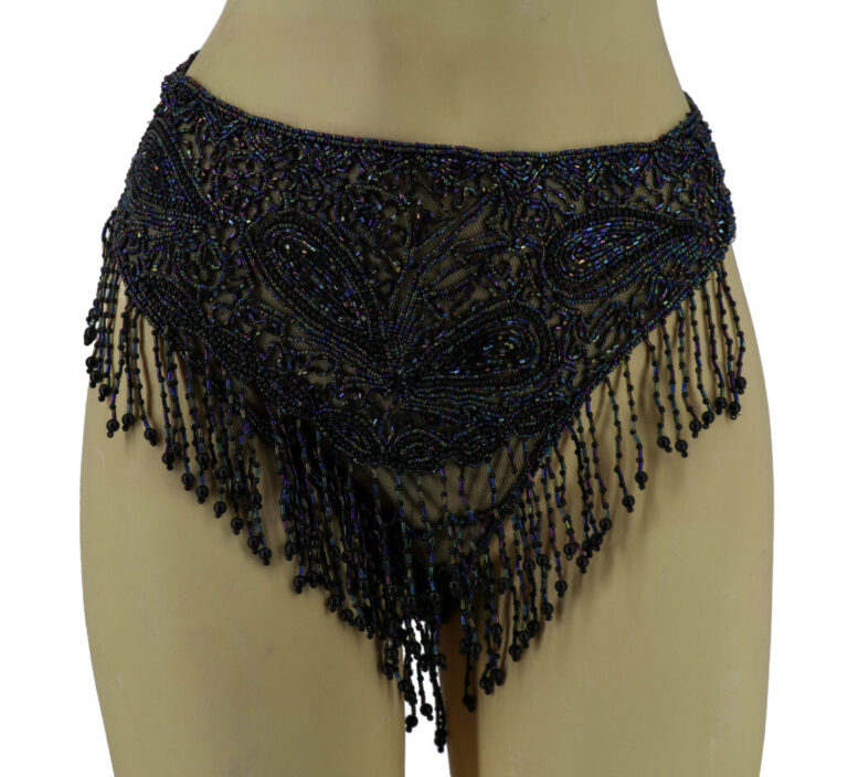 2128b - Beaded Belt -AB w/fringes - Image 2