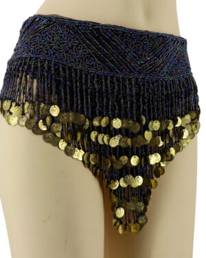2461B - Beaded Belt - AB - w/gold coin
