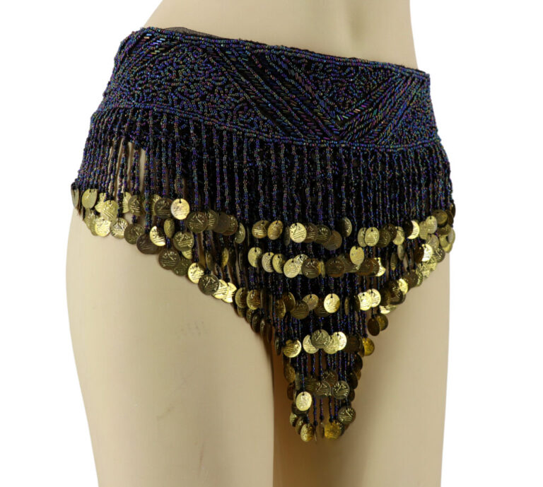 2461B - Beaded Belt - AB - w/gold coin
