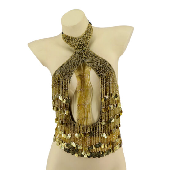 2461 - Beaded  Belt - Gold w/Gold coin - Image 2