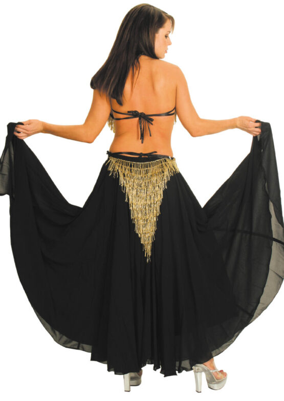 2489 - 3 pc Beaded Fringe with skirt set - Black - Image 2